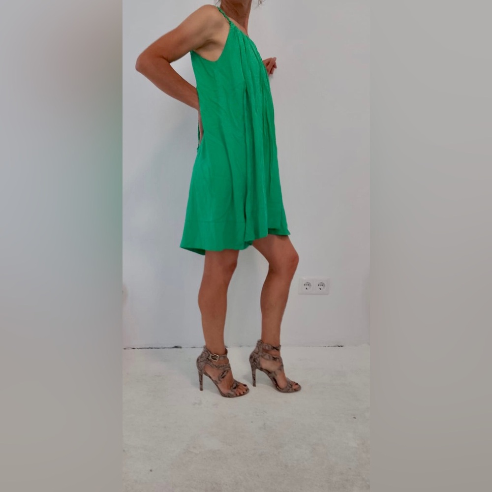 Green Halter Sleeveless Mini Sundress